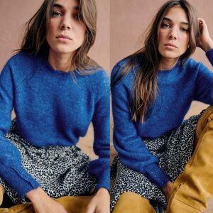 Sezane Louise Jumper Mohair Wool Sweater Deep Blue